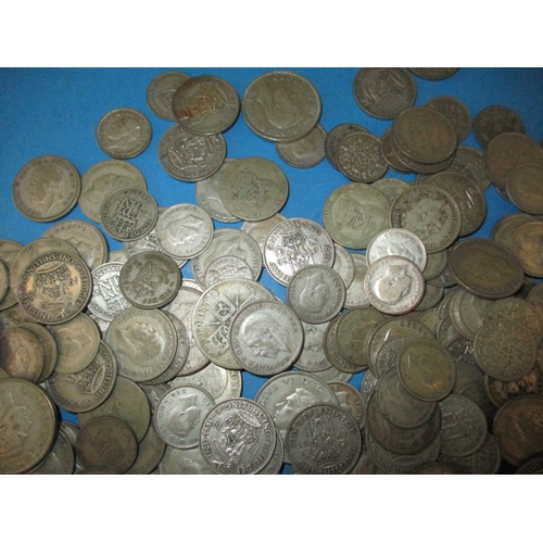 194 - A large quantity of pre-decimal part silver coins, approx. gross parcel weight 2.5kg, all in circula... 