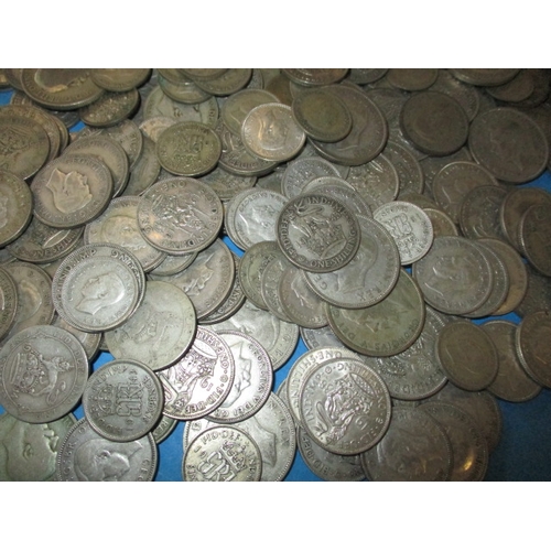 194 - A large quantity of pre-decimal part silver coins, approx. gross parcel weight 2.5kg, all in circula... 