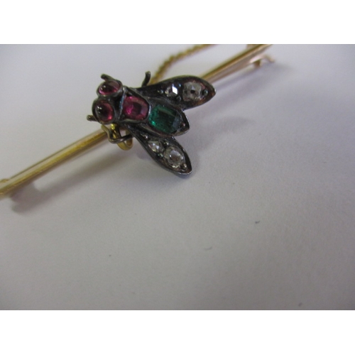 56 - A Victorian yellow gold fly brooch set with diamonds Rubies and an emerald, approx. weight 4.4g, unm... 