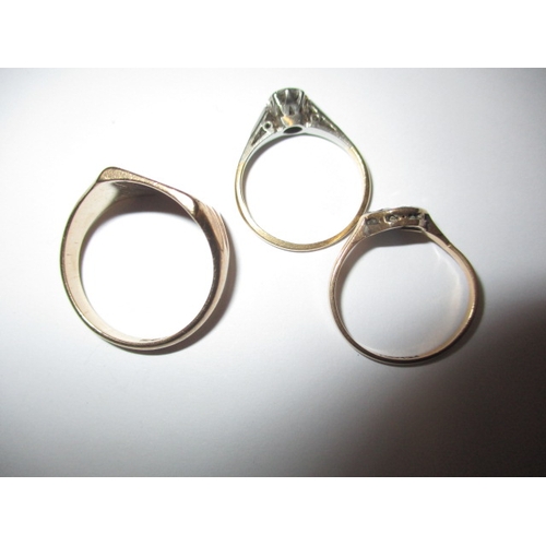 46 - Three vintage gold rings, two marked for 18ct and platinum, the signet ring 9ct, approx. gross parce... 