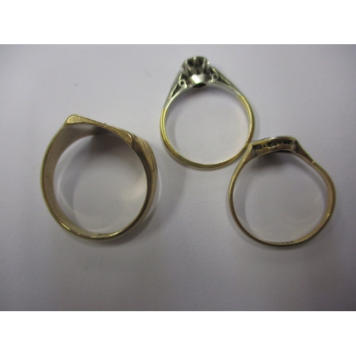 46 - Three vintage gold rings, two marked for 18ct and platinum, the signet ring 9ct, approx. gross parce... 