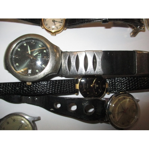 252 - A parcel of vintage watches and cufflinks, one ladies watch 18ct gold cased, all in used condition a... 