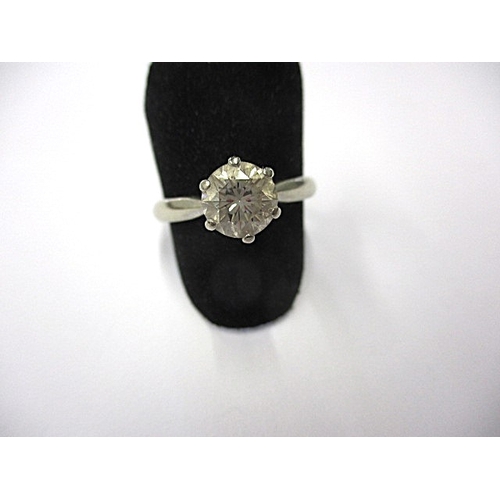 A 750 white gold diamond solitaire ring, approx. ring size ‘R ½ ‘ Approx diameter of stone 7.2mm, approx. weight 3.8g, in pre-owned condition