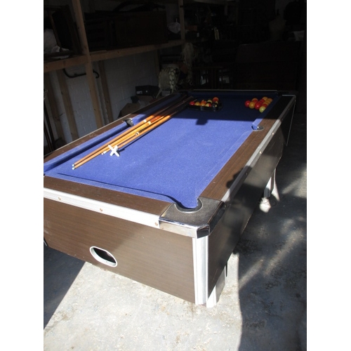 329 - A vintage full size pub pool table, money slot set to free play. In useable pre-owned condition, but... 