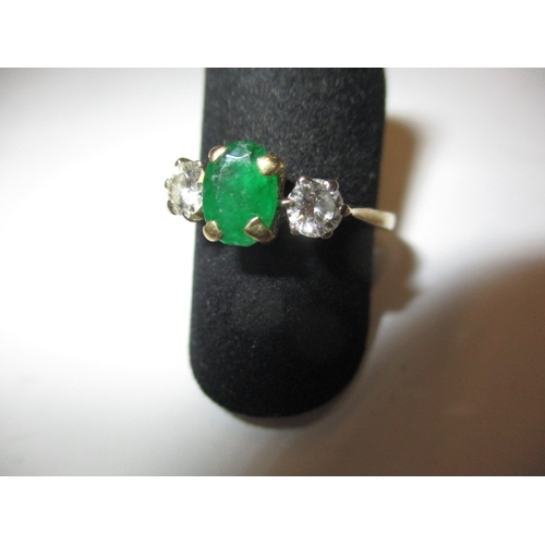 8 - A vintage 18ct yellow gold diamond and emerald ring, approx. ring size ‘O’, approx. weight 3g in goo... 