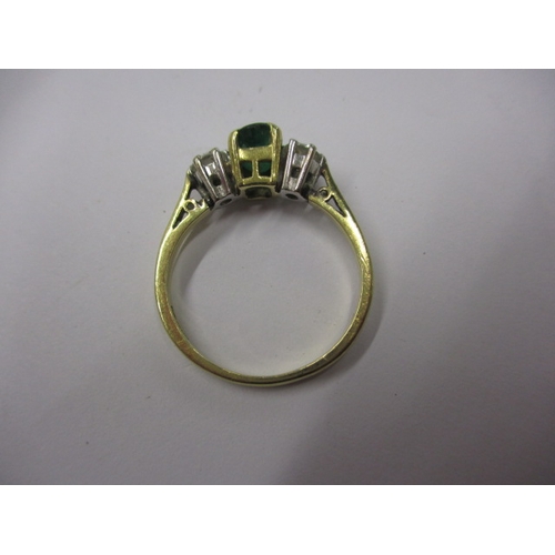 8 - A vintage 18ct yellow gold diamond and emerald ring, approx. ring size ‘O’, approx. weight 3g in goo... 