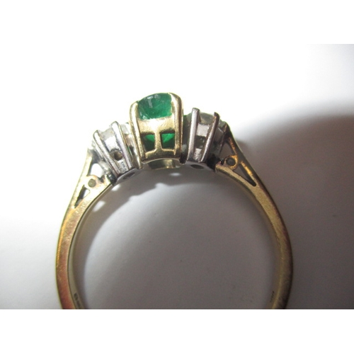 8 - A vintage 18ct yellow gold diamond and emerald ring, approx. ring size ‘O’, approx. weight 3g in goo... 