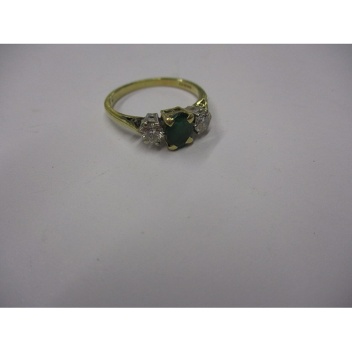 8 - A vintage 18ct yellow gold diamond and emerald ring, approx. ring size ‘O’, approx. weight 3g in goo... 