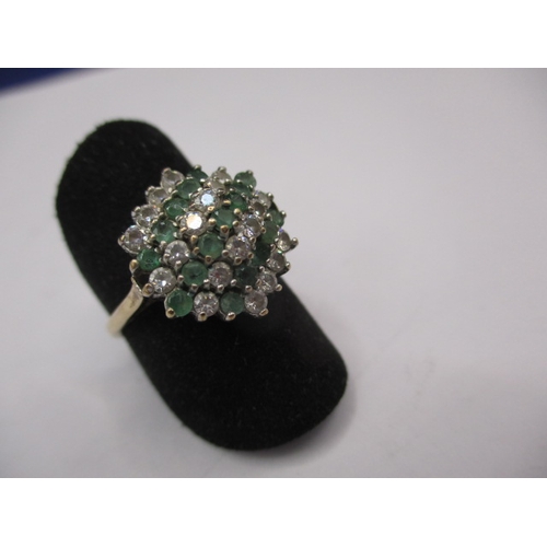 10 - A vintage 9ct gold dress ring with white and green stones, approx. ring size ‘Q’, approx. weight 3g ... 