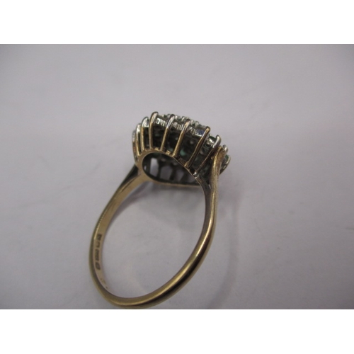 10 - A vintage 9ct gold dress ring with white and green stones, approx. ring size ‘Q’, approx. weight 3g ... 