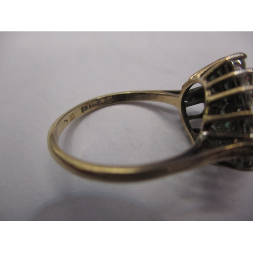 10 - A vintage 9ct gold dress ring with white and green stones, approx. ring size ‘Q’, approx. weight 3g ... 