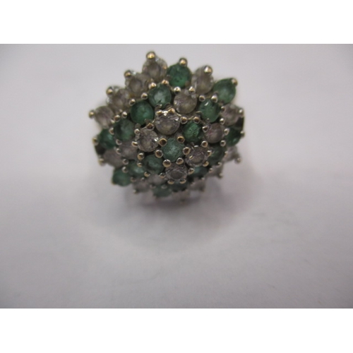 10 - A vintage 9ct gold dress ring with white and green stones, approx. ring size ‘Q’, approx. weight 3g ... 