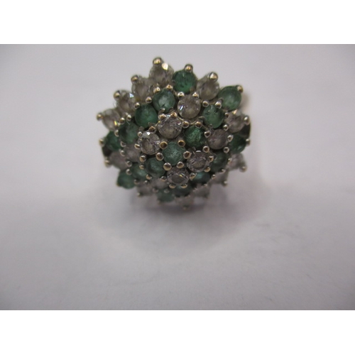 10 - A vintage 9ct gold dress ring with white and green stones, approx. ring size ‘Q’, approx. weight 3g ... 