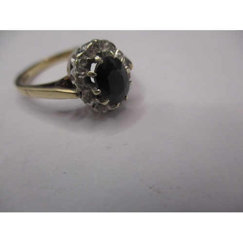 11 - A vintage 9ct gold diamond and sapphire dress ring, approx. ring size ‘Q’, approx. weight 3.3g in us... 