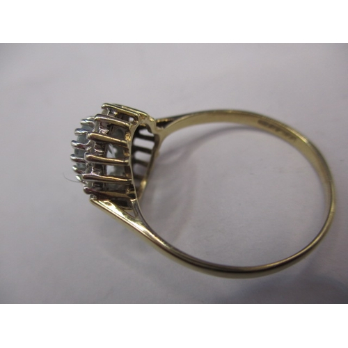 19 - A 9ct gold diamond and aquamarine? dress ring, approx. ring size ‘R’, approx. weight 2g, in useable ... 