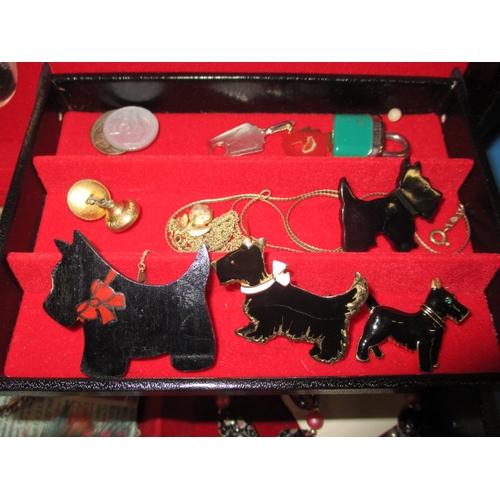 247 - Two jewellery boxes with contents of costume jewellery, all in used condition