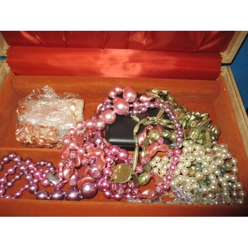 247 - Two jewellery boxes with contents of costume jewellery, all in used condition