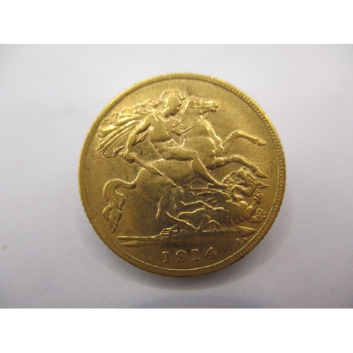 170 - A George V gold half sovereign dated 1914, a circulated coin with fine definition of features