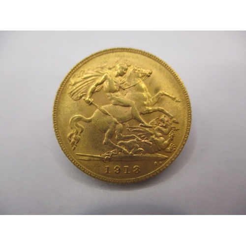 171 - A George V gold half sovereign dated 1913, a circulated coin with fine definition of features