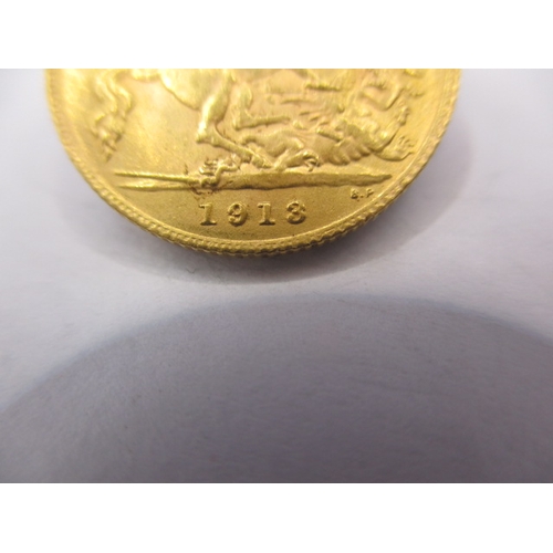 171 - A George V gold half sovereign dated 1913, a circulated coin with fine definition of features