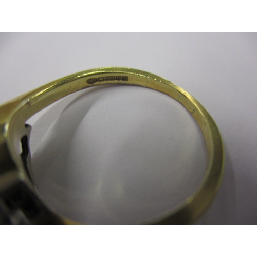 21 - An 18ct yellow gold and diamond ring, one stone missing, approx. ring size ‘L’, approx. weight 3.7g