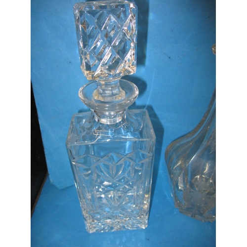 332 - A parcel of vintage drinks decanters, to include lead crystal examples, some with chips to edges, al... 