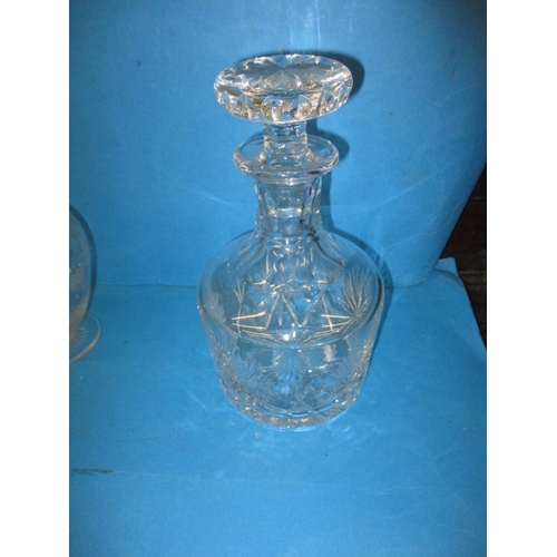 332 - A parcel of vintage drinks decanters, to include lead crystal examples, some with chips to edges, al... 