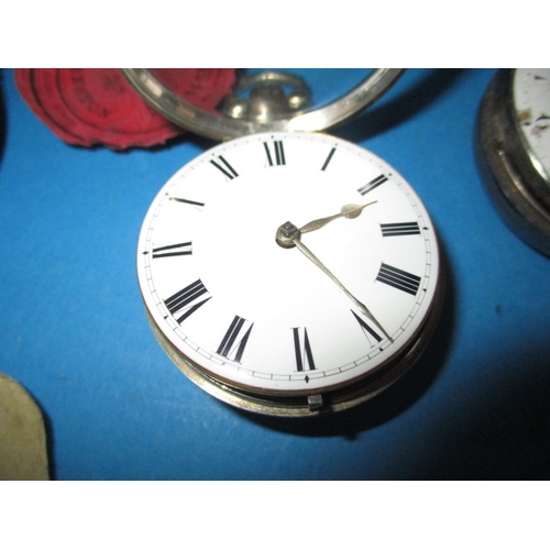 113 - A Victorian silver cased fusee pocket watch by J White, London, number 30779, and several other exam... 