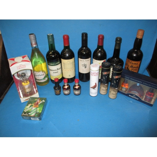 360 - A selection of various alcoholic drinks, to include a bottle of Adams old monk port, all in unopened... 