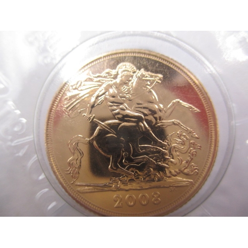 159 - A Royal Mint uncirculated gold sovereign dated 2008, in original vacuum sealed packaging