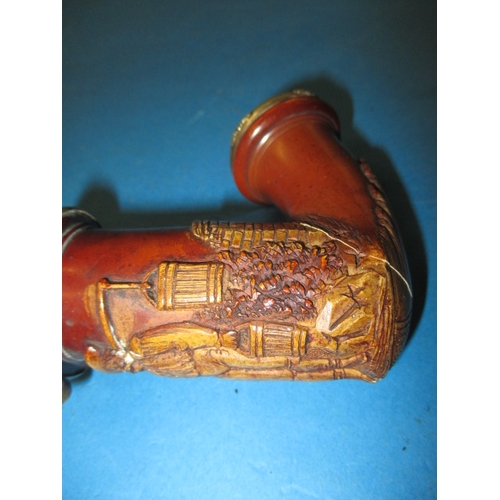 277 - A large 19th century German carved meerschaum pipe with continental silver mounts, approx. overall l... 