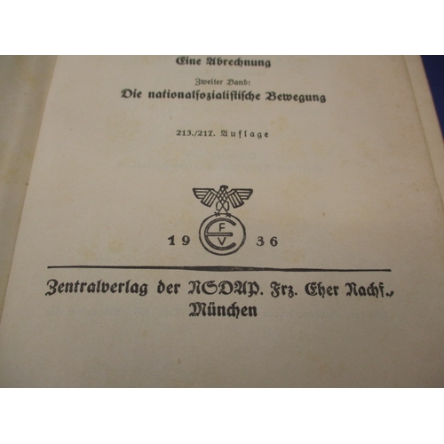 270 - A 1936 German edition of Adolf Hitler’s Mein Kamph, hardback and in pre-owned condition with use-rel... 