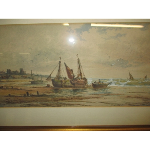 298 - Two glazed framed seascape watercolours, signed lower right, approx. frame size 65x36cm, in good pre... 