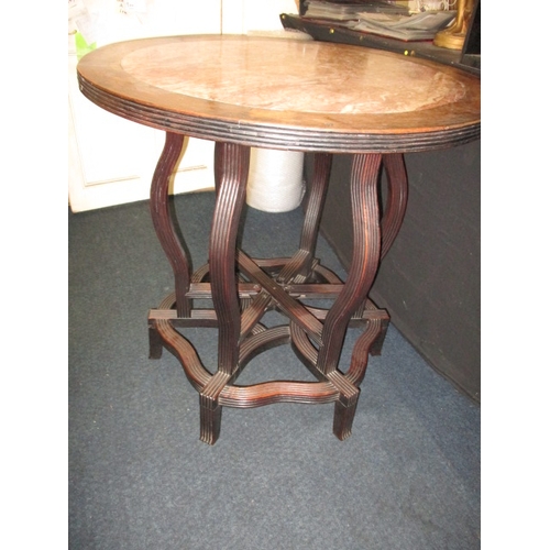 319 - A vintage marble topped occasional table, with carved hardwood serpentine base, approx. height 82cm ... 