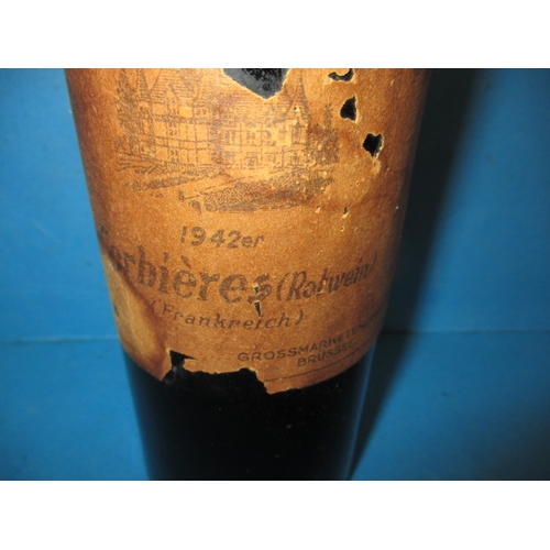 346 - A 1942 bottle of French wine as issued to the German army, settled high shoulder, no indication as t... 