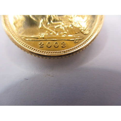 177 - A 2003 gold half sovereign,  a circulated coin with very fine definition of features