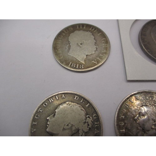 197 - A parcel of George III and later silver half crowns, and one part silver example, all circulated wit... 