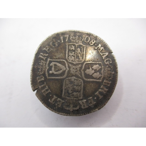 181 - A Queen Anne shilling dated 1708, a fine grade coin with small nips to edge