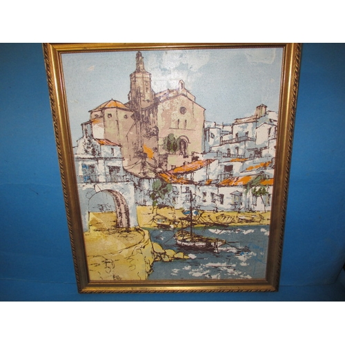 300 - A harbour scene on art board, signed lower right Bernard Dufore, approx. frame size 49x41cm in good ... 