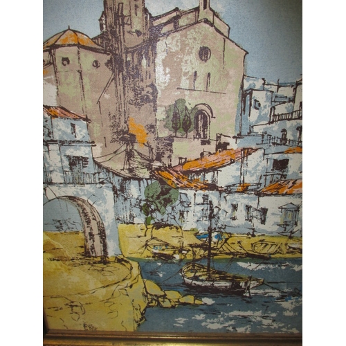 300 - A harbour scene on art board, signed lower right Bernard Dufore, approx. frame size 49x41cm in good ... 