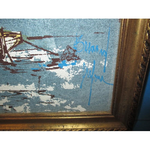 300 - A harbour scene on art board, signed lower right Bernard Dufore, approx. frame size 49x41cm in good ... 