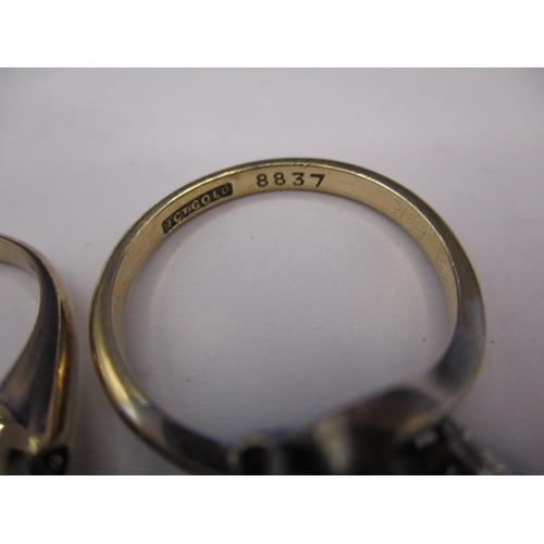 51 - Two 9ct gold dress rings, both approx. ring size ‘O’, approx. gross parcel weight 4.8g in pre-owned ... 