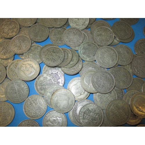 201 - A very large quantity of pre-47 part silver coins, mostly half crowns, all in circulated condition, ... 