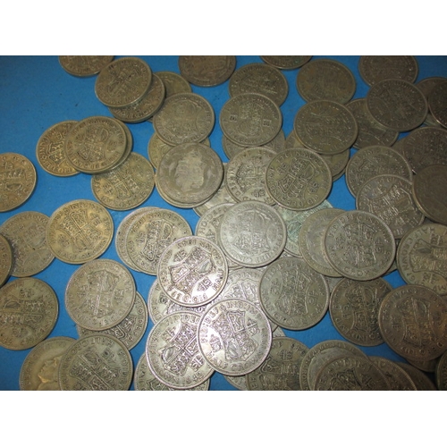 201 - A very large quantity of pre-47 part silver coins, mostly half crowns, all in circulated condition, ... 