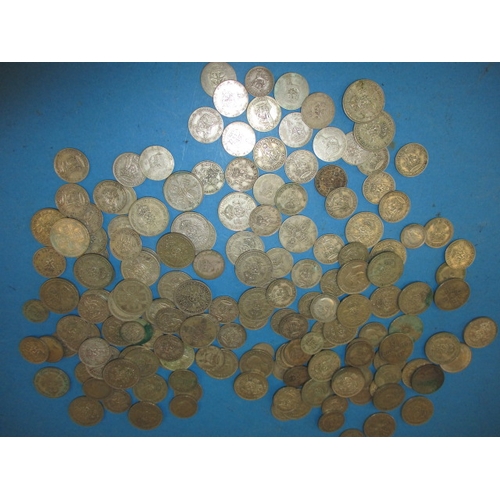 202 - A parcel of pre-47 part silver coins, various denominations all circulated, approx. gross parcel wei... 