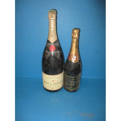 350 - A magnum of Moet & Chandon champagne and a 75cl bottle by Miles & Miles, both cellar stored