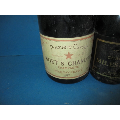 350 - A magnum of Moet & Chandon champagne and a 75cl bottle by Miles & Miles, both cellar stored