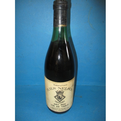 351 - A vintage bottle of H M S Nelson dry red wine,  a 70cl bottle cellar stored