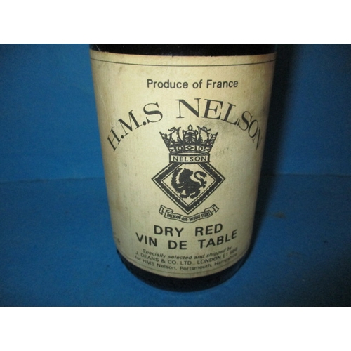 351 - A vintage bottle of H M S Nelson dry red wine,  a 70cl bottle cellar stored