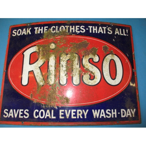 307 - An early 20th century enamel advertising sign for Rinso washing powder, approx. size 61x46cm having ... 